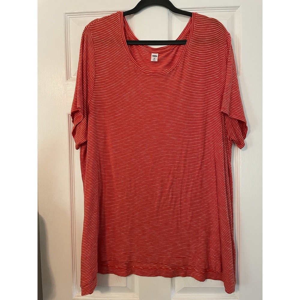 Women's Old Navy Plus Orange Stripe Short Sleeve Tunic Shirt Size 2X